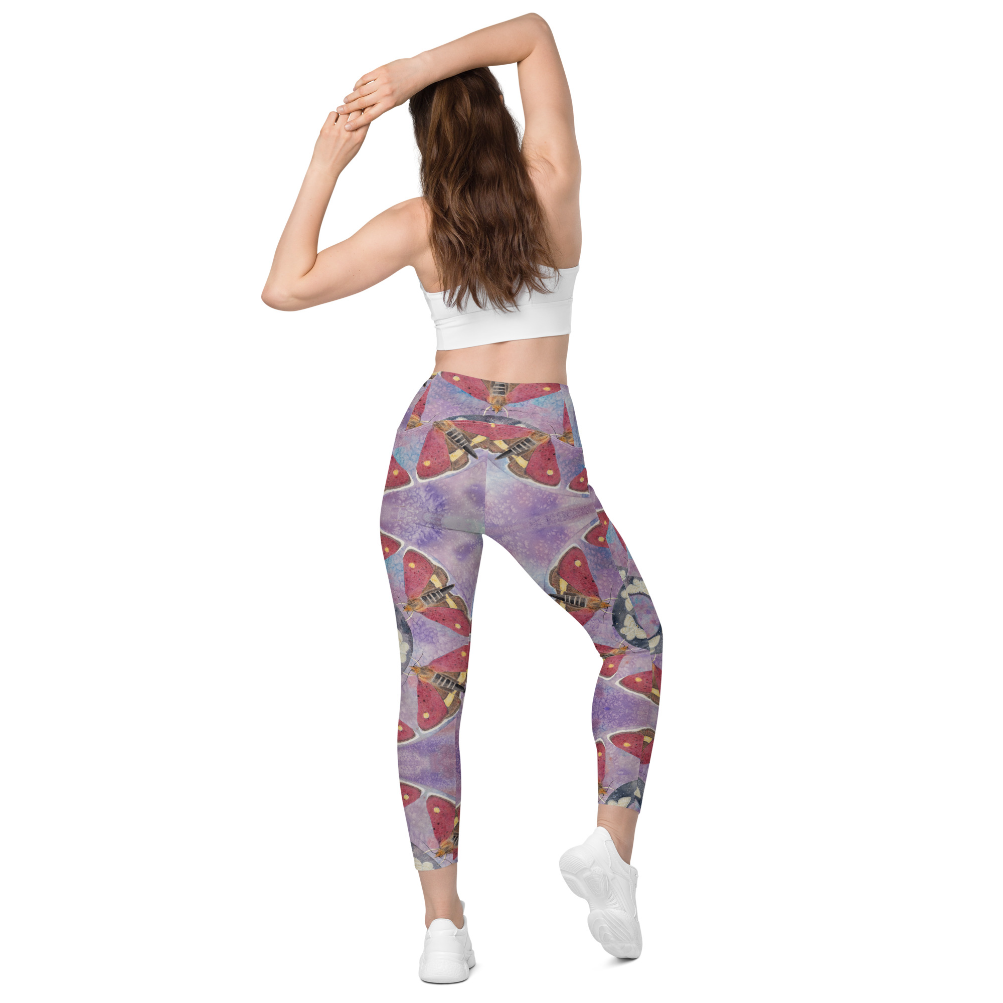 Crossover leggings with pockets (Mint Moths 1) - Image 4