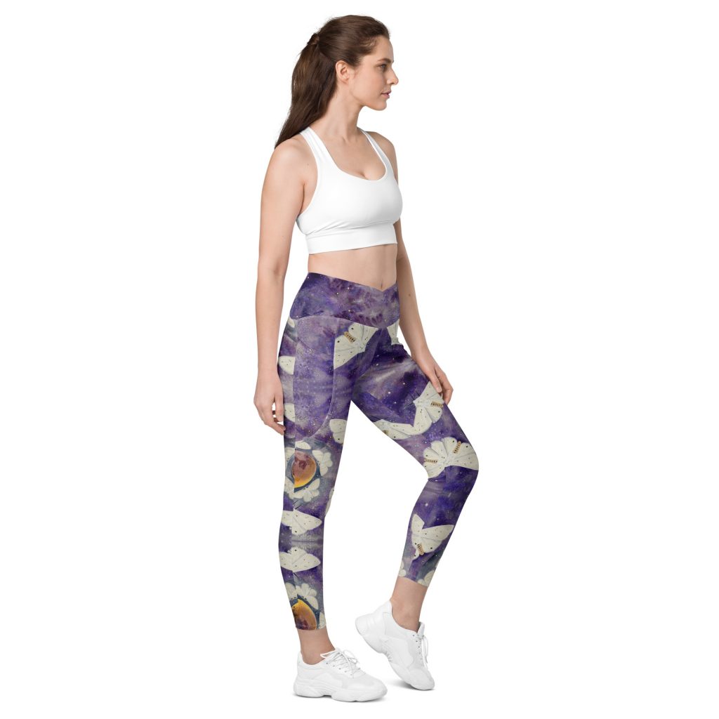 Crossover leggings with pockets (Moon Moths 1)