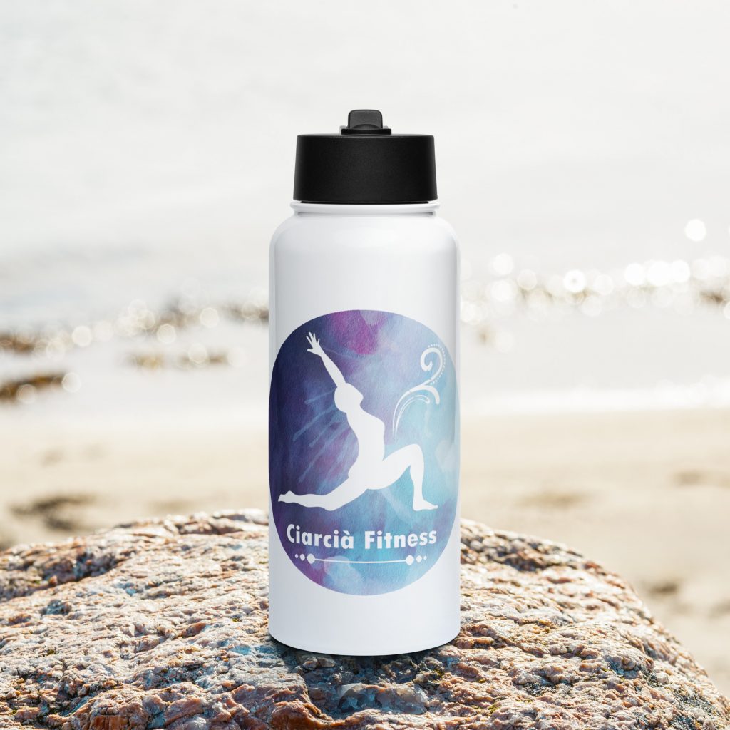 Stainless steel water bottle with a straw lid