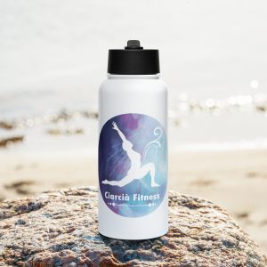 Stainless steel water bottle with a straw lid